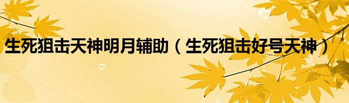生死狙击天神明月辅助(生死狙击好号天神)