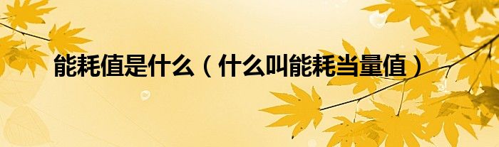 能耗值是什么(什么叫能耗当量值)