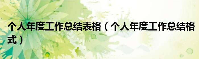 个人年度工作总结表格(个人年度工作总结格式)