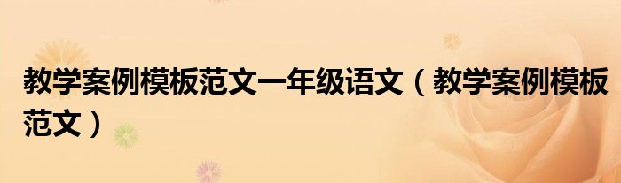 教学案例模板范文一年级语文(教学案例模板范文)