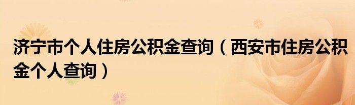 济宁市个人住房公积金查询(西安市住房公积金个人查询)