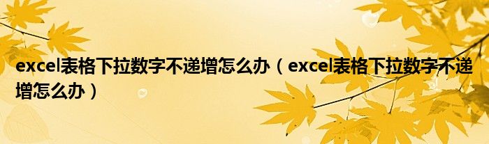excel表格下拉数字不递增怎么办(excel表格下拉数字不递增怎么办)