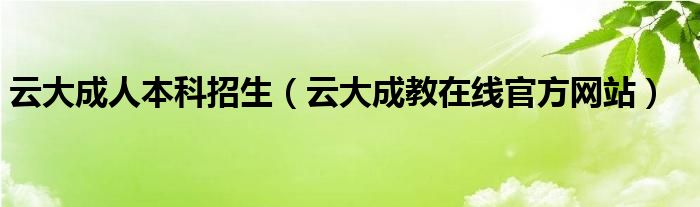 云大成人本科招生(云大成教在线官方网站)