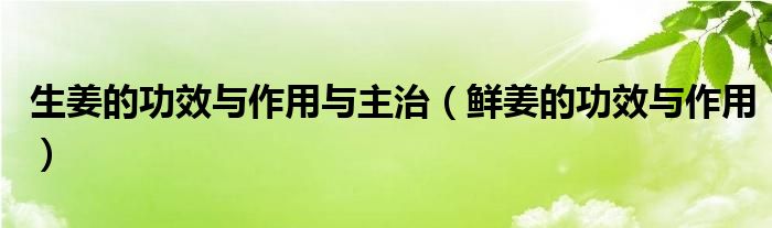 生姜的功效与作用与主治(鲜姜的功效与作用)