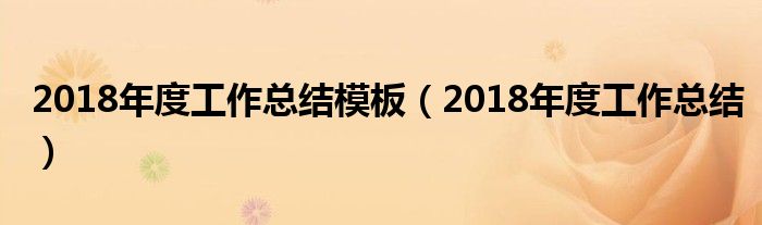2018年度工作总结模板(2018年度工作总结)