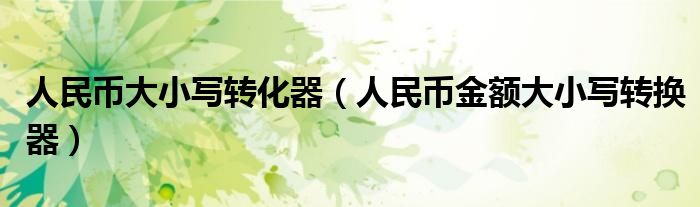 人民币大小写转化器(人民币金额大小写转换器)