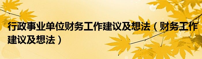 行政事业单位财务工作建议及想法(财务工作建议及想法)