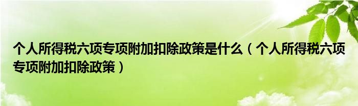个人所得税六项专项附加扣除政策是什么(个人所得税六项专项附加扣除政策)