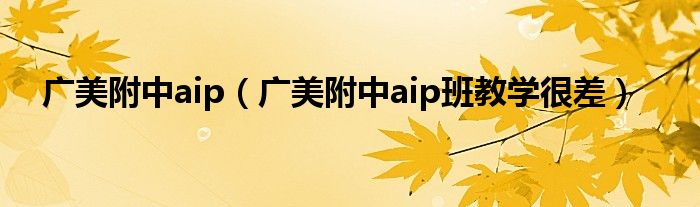 广美附中aip(广美附中aip班教学很差)