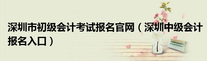 深圳市初级会计考试报名官网(深圳中级会计报名入口)