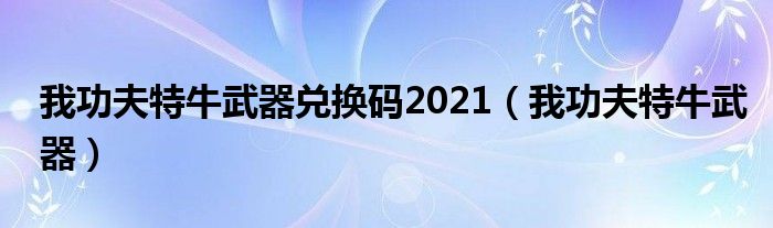我功夫特牛武器兑换码2021(我功夫特牛武器)