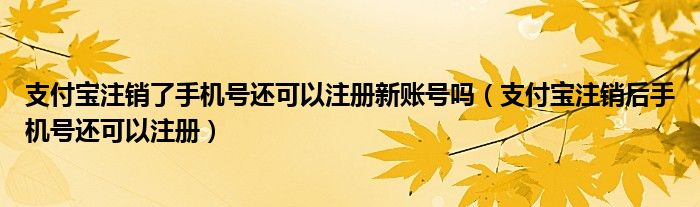 支付宝注销了手机号还可以注册新账号吗(支付宝注销后手机号还可以注册)