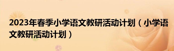 2023年春季小学语文教研活动计划(小学语文教研活动计划)