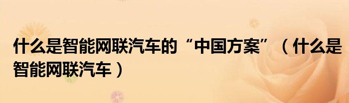 什么是智能网联汽车的“中国方案”(什么是智能网联汽车)