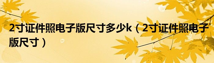 2寸证件照电子版尺寸多少k(2寸证件照电子版尺寸)