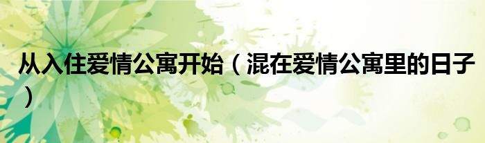 从入住爱情公寓开始(混在爱情公寓里的日子)
