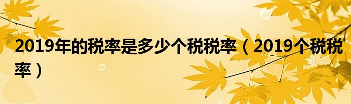 2019年的税率是多少个税税率(2019个税税率)
