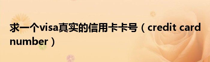 求一个visa真实的信用卡卡号(credit card number)