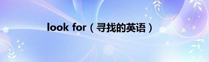 look for(寻找的英语)