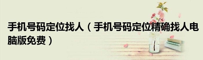手机号码定位找人(手机号码定位精确找人电脑版免费)