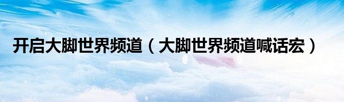 开启大脚世界频道(大脚世界频道喊话宏)