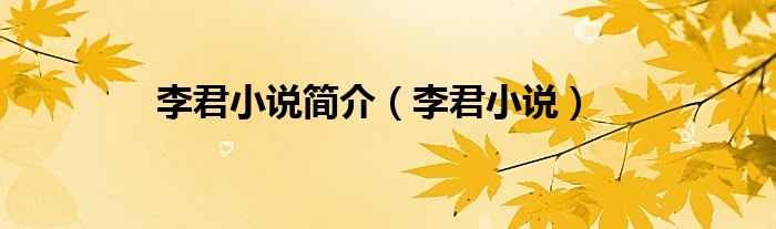 李君小说简介(李君小说)