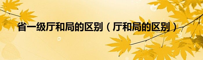 省一级厅和局的区别(厅和局的区别)