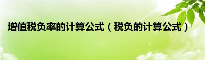 增值税负率的计算公式(税负的计算公式)