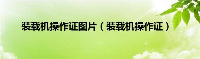 装载机操作证图片(装载机操作证)
