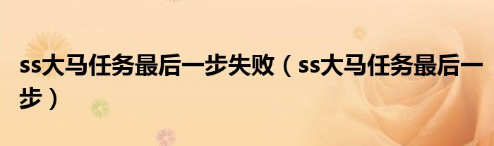 ss大马任务最后一步失败(ss大马任务最后一步)