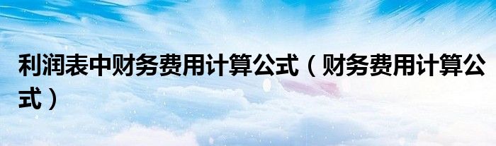 利润表中财务费用计算公式(财务费用计算公式)