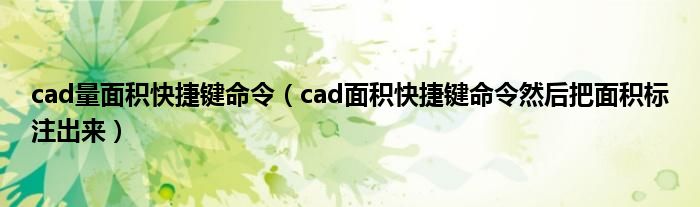 cad量面积快捷键命令(cad面积快捷键命令然后把面积标注出来)