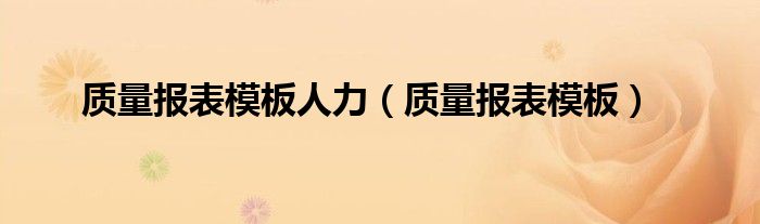 质量报表模板人力(质量报表模板)