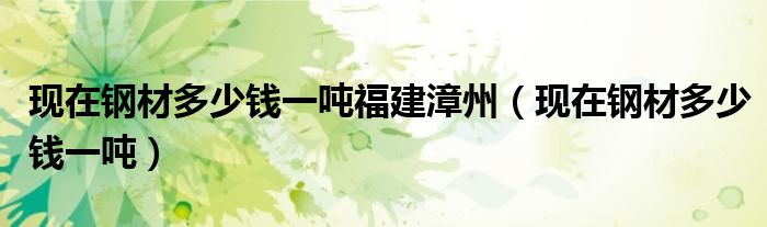 现在钢材多少钱一吨福建漳州(现在钢材多少钱一吨)