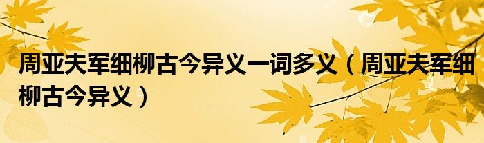 周亚夫军细柳古今异义一词多义(周亚夫军细柳古今异义)