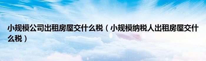 小规模公司出租房屋交什么税(小规模纳税人出租房屋交什么税)