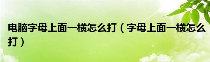 电脑字母上面一横怎么打(字母上面一横怎么打)