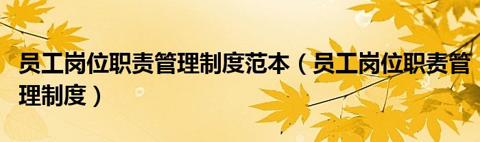 员工岗位职责管理制度范本(员工岗位职责管理制度)