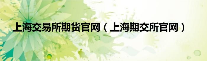 上海交易所期货官网(上海期交所官网)