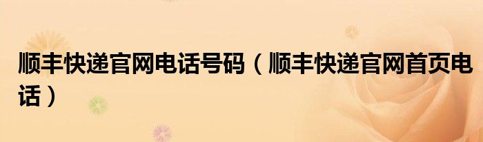 顺丰快递官网电话号码(顺丰快递官网首页电话)