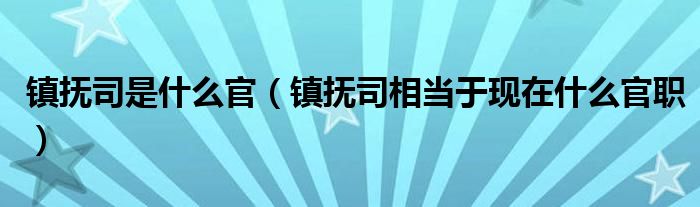 镇抚司是什么官(镇抚司相当于现在什么官职)