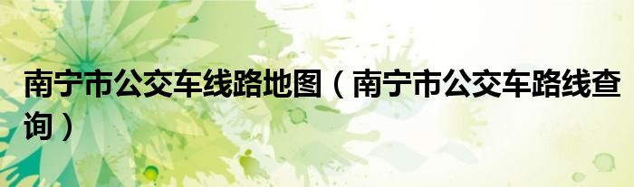 南宁市公交车线路地图(南宁市公交车路线查询)