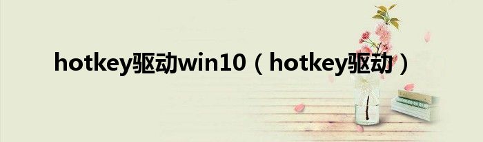 hotkey驱动win10(hotkey驱动)