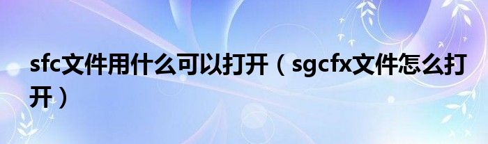 sfc文件用什么可以打开(sgcfx文件怎么打开)