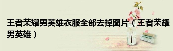 王者荣耀男英雄衣服全部去掉图片(王者荣耀男英雄)