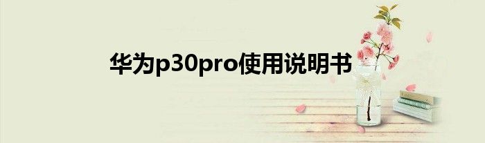 华为p30pro使用说明书