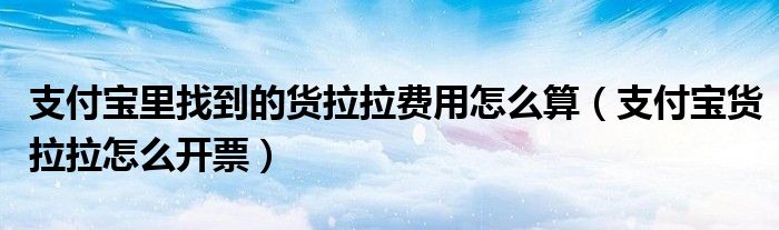 支付宝里找到的货拉拉费用怎么算(支付宝货拉拉怎么开票)