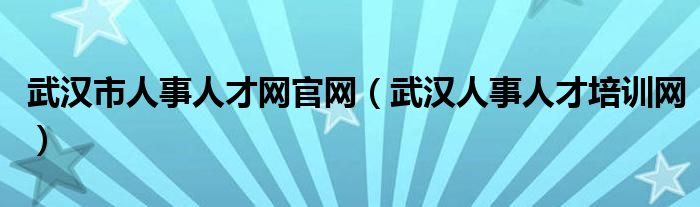 武汉市人事人才网官网(武汉人事人才培训网)