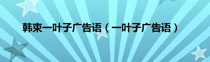 韩束一叶子广告语(一叶子广告语)