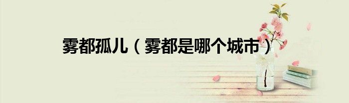 雾都孤儿(雾都是哪个城市)
